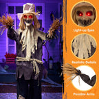 Joyfy Halloween Decorations Outdoor, Sound Activated with LED Eyes & Sound & Motion, Decor for Yard Farm Garden Indoor H