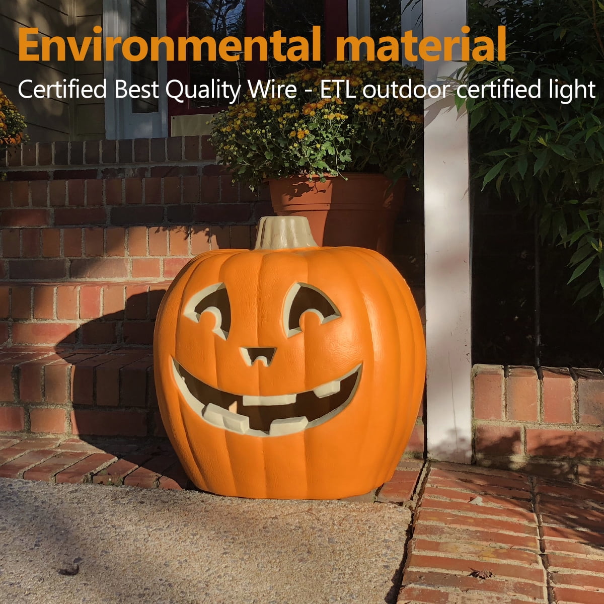 Gamexcel 21" Jack O Lantern Halloween Plastic Pumpkin Lights with Pre-lit LED Bulbs - Indoor/Outdoor Smile Face Decorati