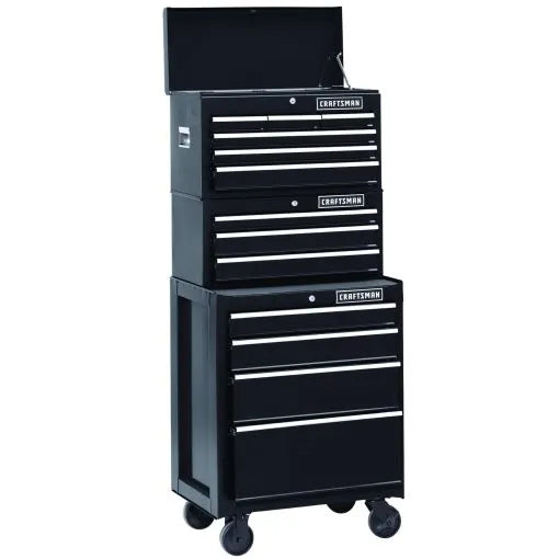 Craftsman 26 Inch 3-Drawer Heavy-Duty Ball-Bearing Middle Chest, Black