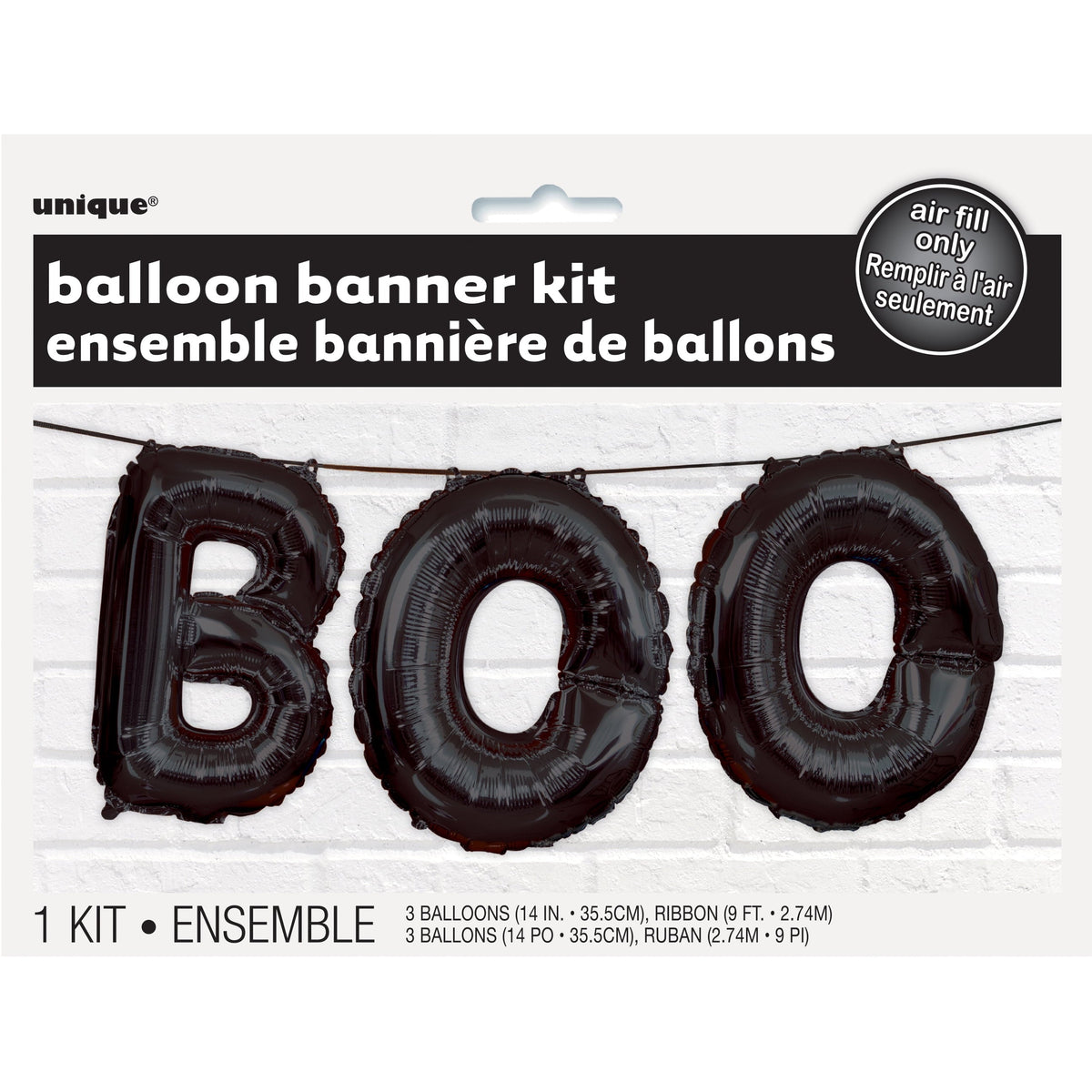 Foil Black Boo Halloween Letter Balloon Banner Kit