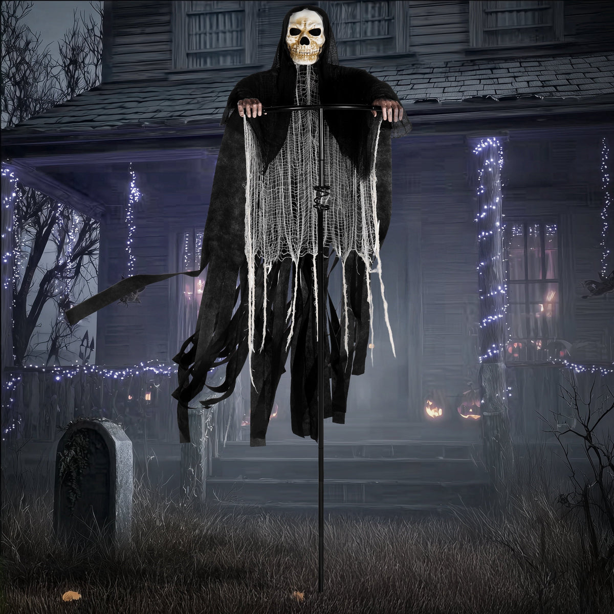 Joyfy Halloween Decorations Outdoor, Sound Activated with LED Eyes & Sound & Motion, Decor for Yard Farm Garden Indoor H