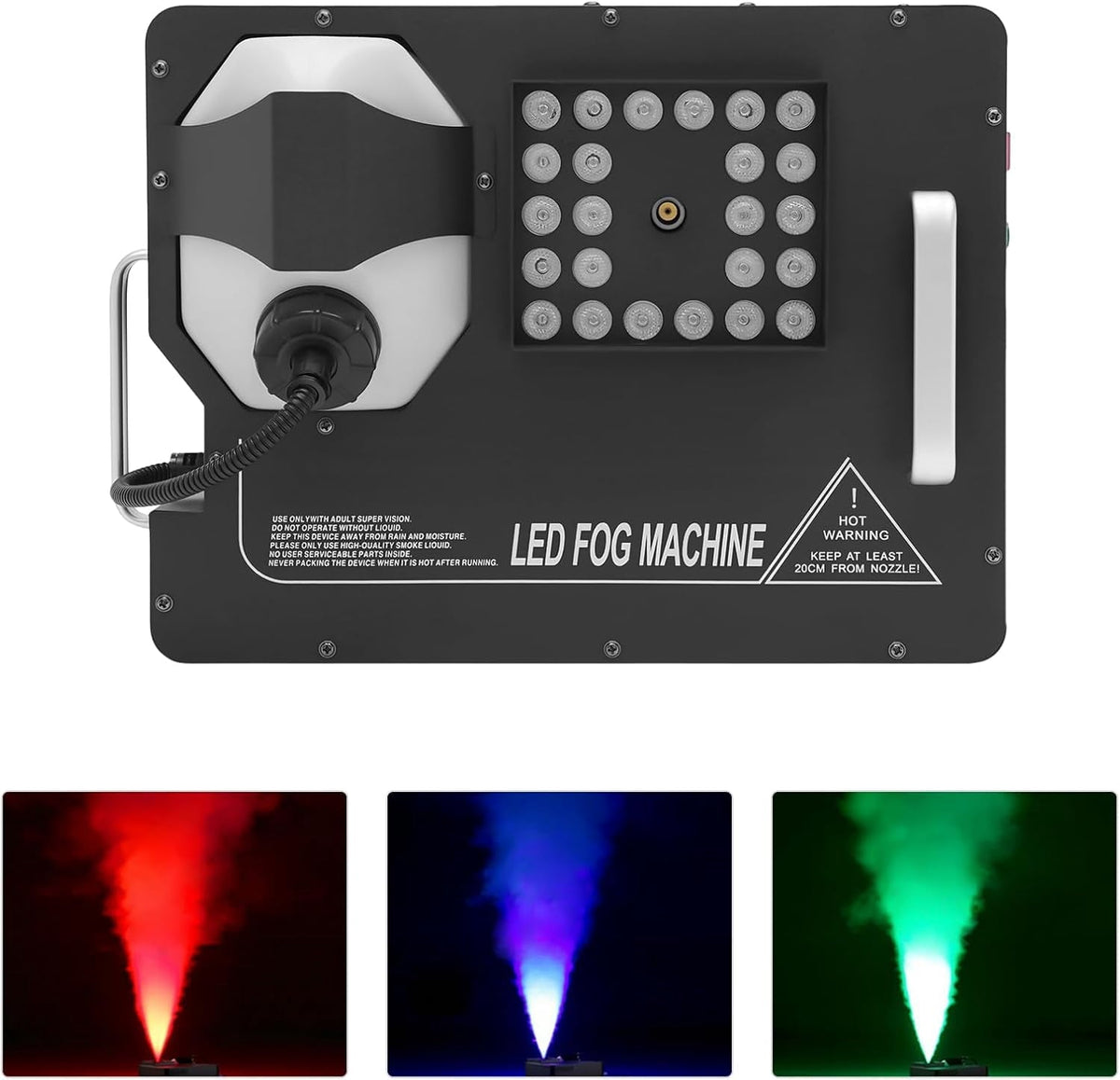 1500W Fog Machine Portable Fog Maker Machine with LED Lights and Remote Control for Wedding Halloween Party Stage Effect
