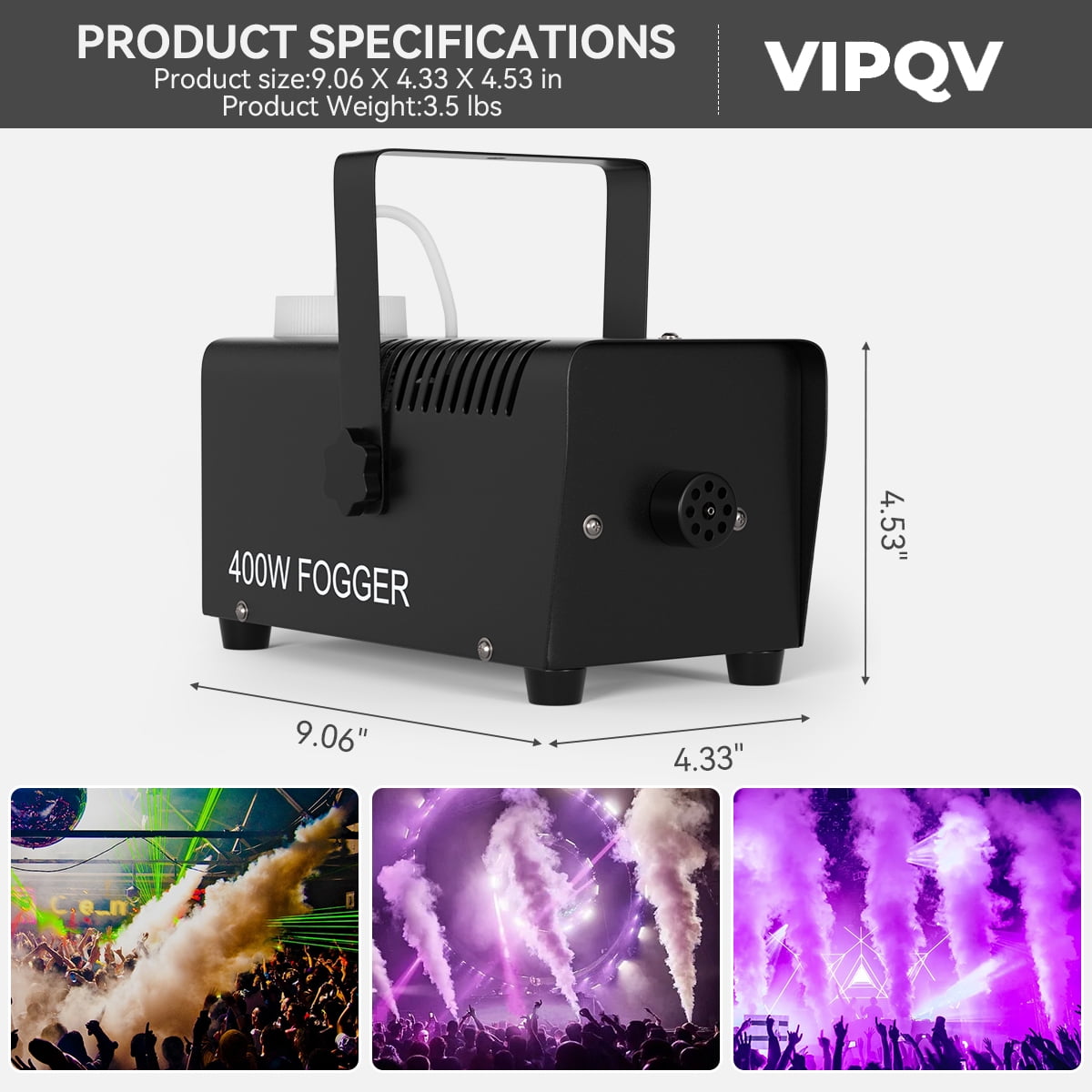 Fog Machine, Smoke Machine with Wireless Remote Control, Auto Mode 6000CFM Fog, Perfect for Wedding, Halloween, Party an