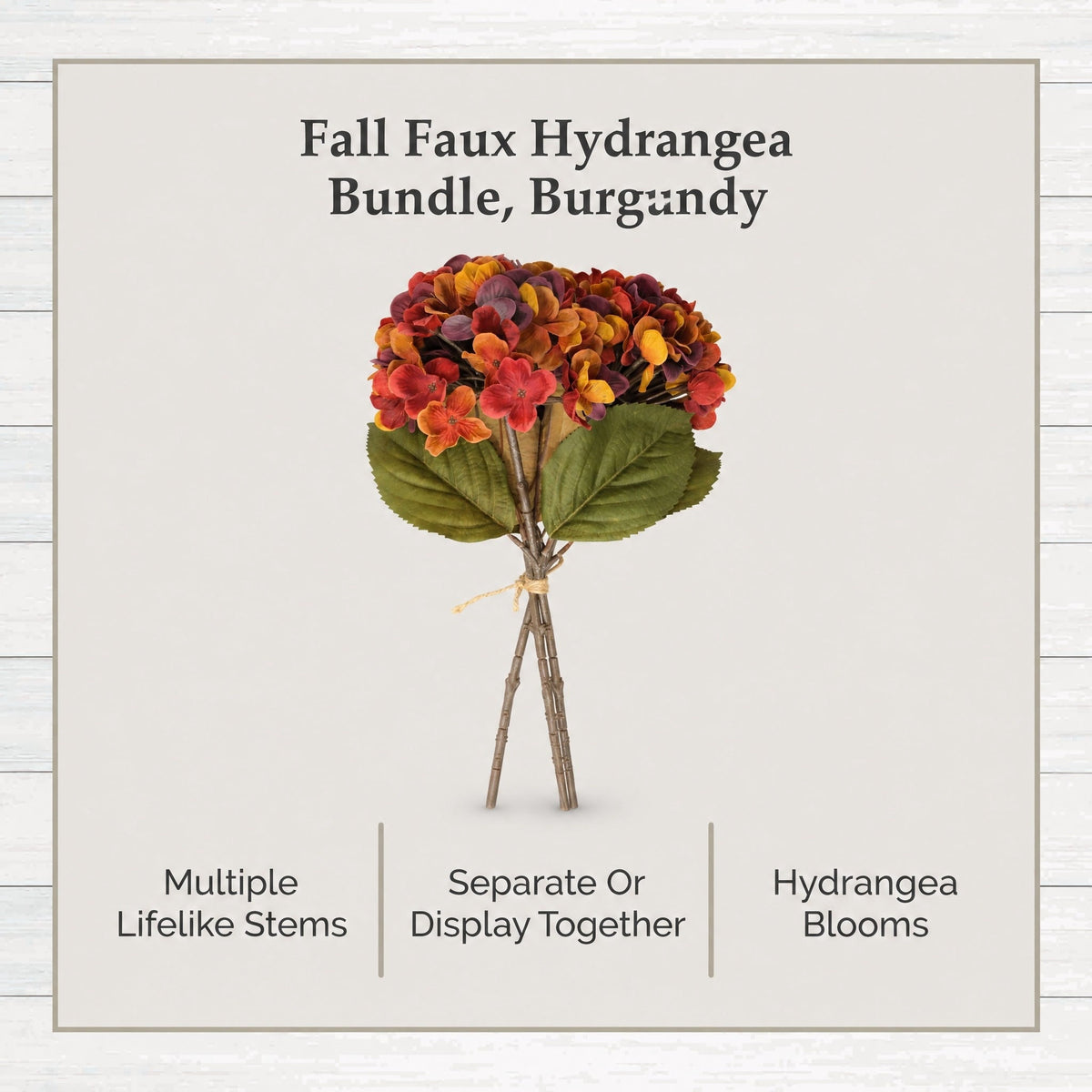 My Texas House Fall Faux Hydrangea Bundle, Burgundy, 20"