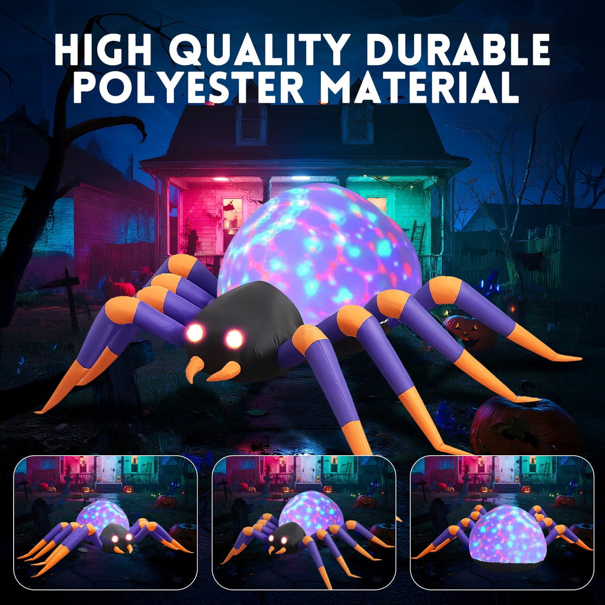 GVDV 8 FT Halloween Spider Inflatables Outdoor Decorations, Blow Up Yard Decoration with Built-in LED Lights for Holiday