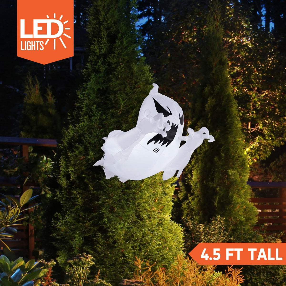 Joyfy 4.5 FT Halloween Inflatable Decorations Outdoor Scary Flying Ghost Broke Out from Window with Built-in LED Blow Up