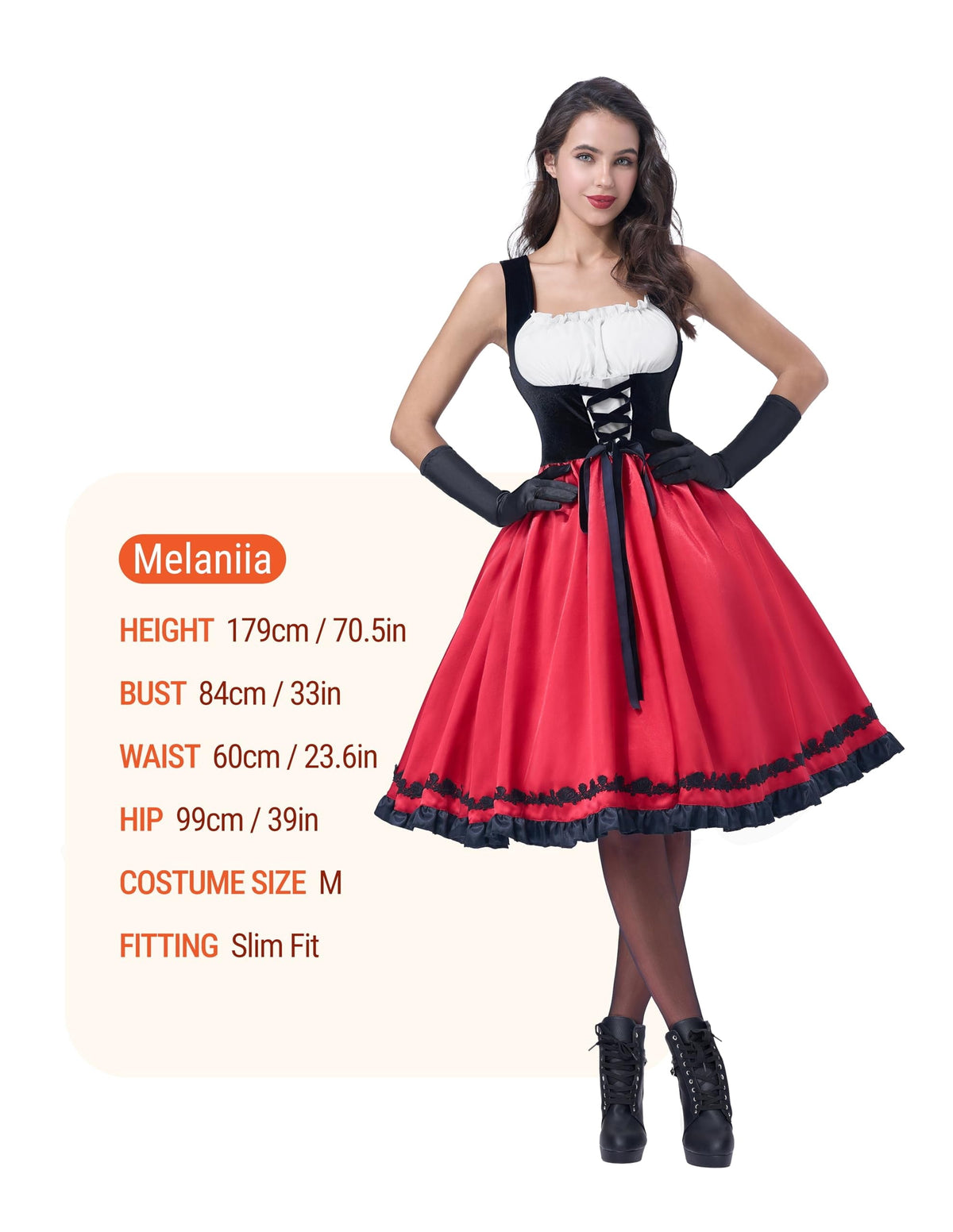 Joyfy Women Little Red Riding Hooded Costume with Dress, Cape and Gloves, Adult Women Halloween Costume for Halloween Pa