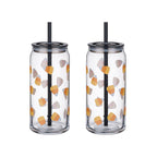 Way to Celebrate Halloween Candy Corn Glass Can Sipper Tumblers, 20 oz, 2-Pack