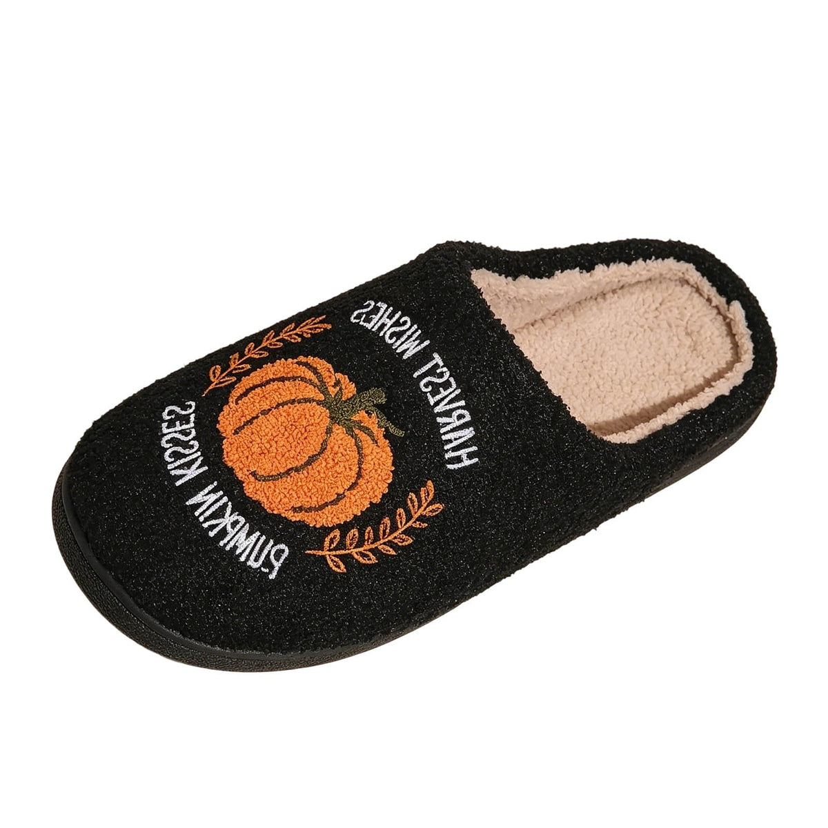 SAWOBUUN Womens Mens Halloween Pumpkin Slippers Cozy Fuzzy Closed Toe House Slippers Fall Harvest Plush Warm Indoor Slip