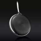 HexClad Hybrid Stainless Steel Cookware Pan Set, 6 Piece, 8 inch, 10 inch, 12 inch, Glass Lids, Black