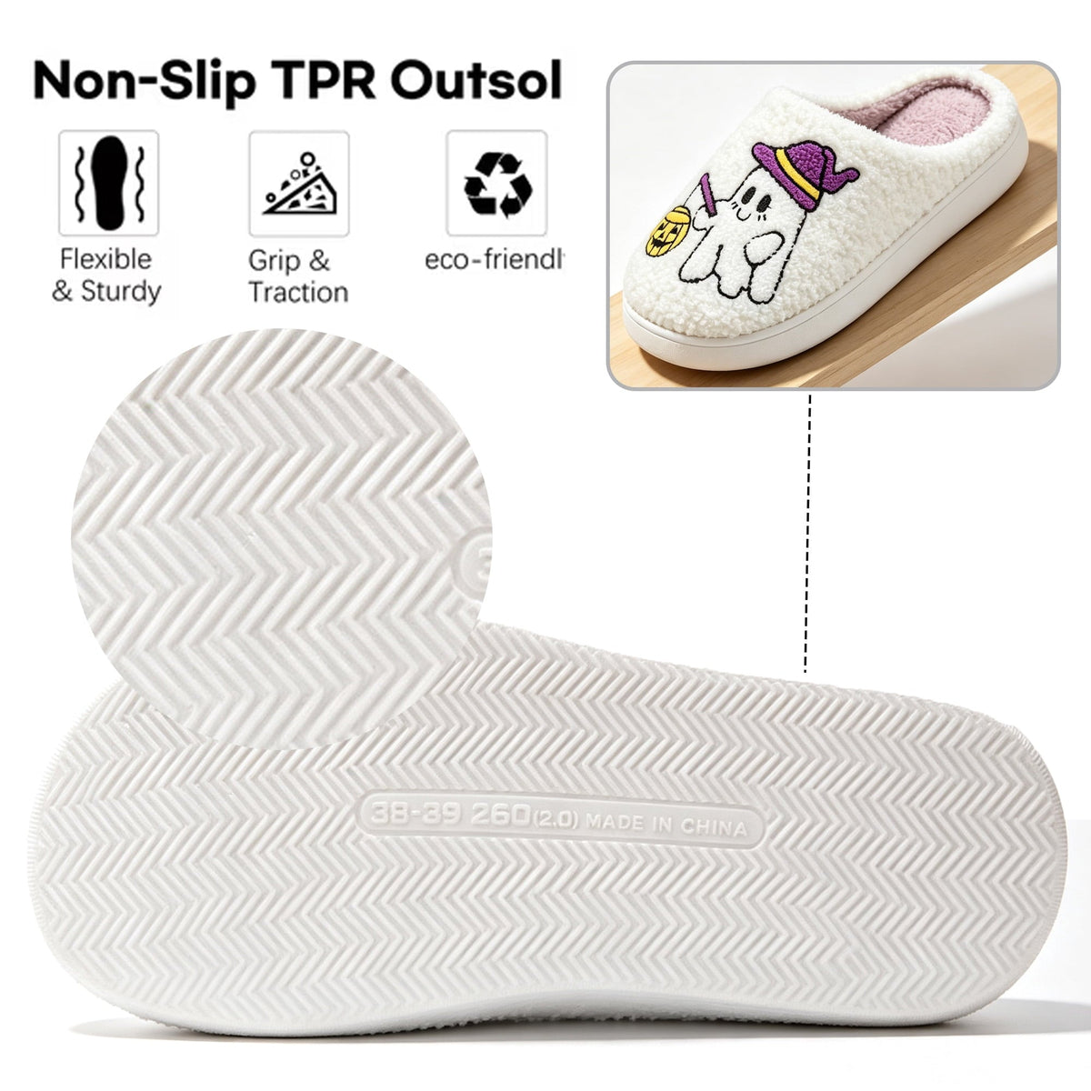 BERANMEY Halloween Slippers for Women Perfect Soft Plush Comfy Warm Slip-On Cute Womens Slippers Indoor Fluffy House Sli