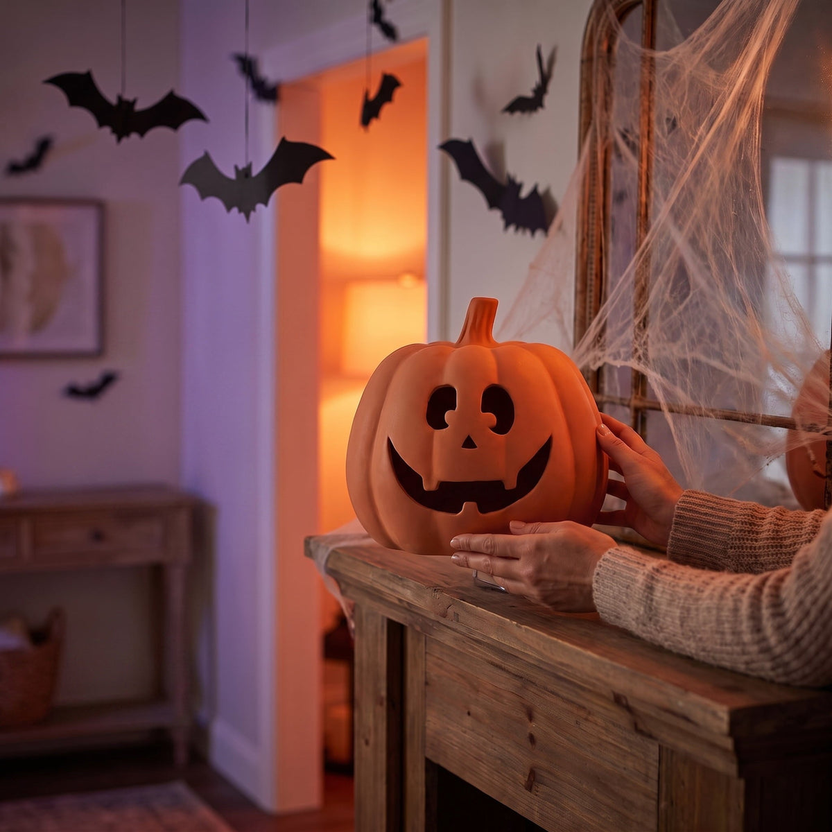 Jack-o'-Lantern Decoration, Terracotta, 9.25", Halloween by Way To Celebrate