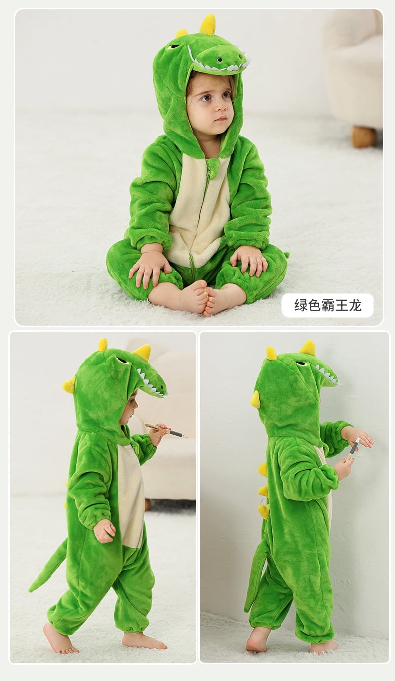 WIBACKER Infant Toddler Dinosaur Animal Fancy Dress Costume Baby Winter Flannel Hooded Romper Christmas Halloween Cospla