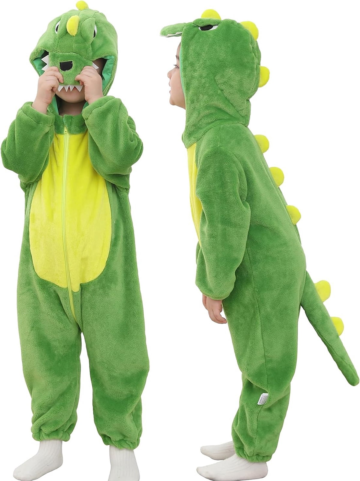 WIBACKER Infant Toddler Dinosaur Animal Fancy Dress Costume Baby Winter Flannel Hooded Romper Christmas Halloween Cospla
