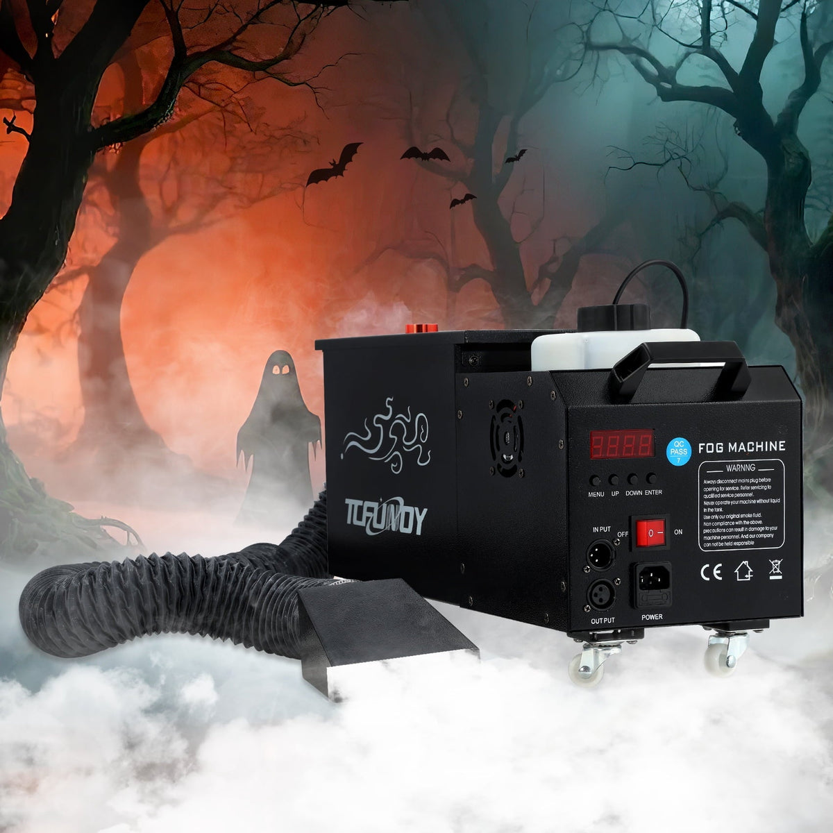 TCFUNDY 1500W Low Lying Fog Machine, Dry-Ice Effect Fogger w/ Tube, Ground Smoke Machine w/ DMX & Wireless Remote Contro