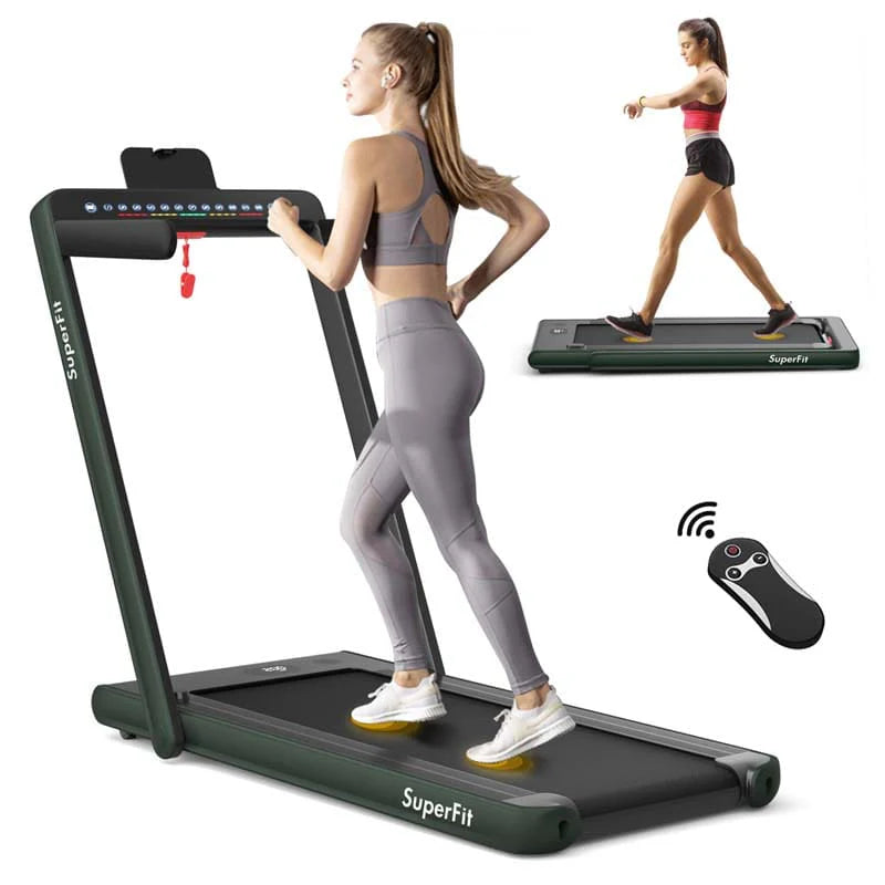 2 In 1 Folding Treadmill, 2.25 HP, 40 in x 16 in Running Area, Dual Display And App Control