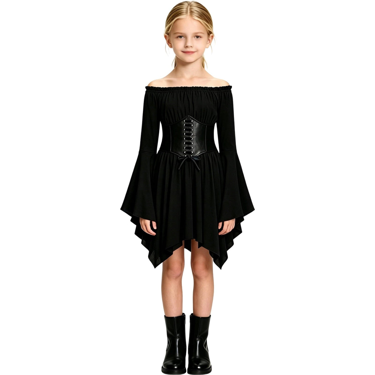 Kids Off the Shoulder Pirate Dresses with Sash Two Piece Set Pirate Costume Halloween Cosplay Halloween Costume Kids Siz