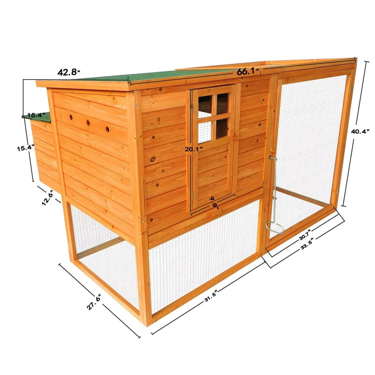 PawHut 64in Large Wooden Chicken Coop Kit With Outdoor Run And Nesting Box