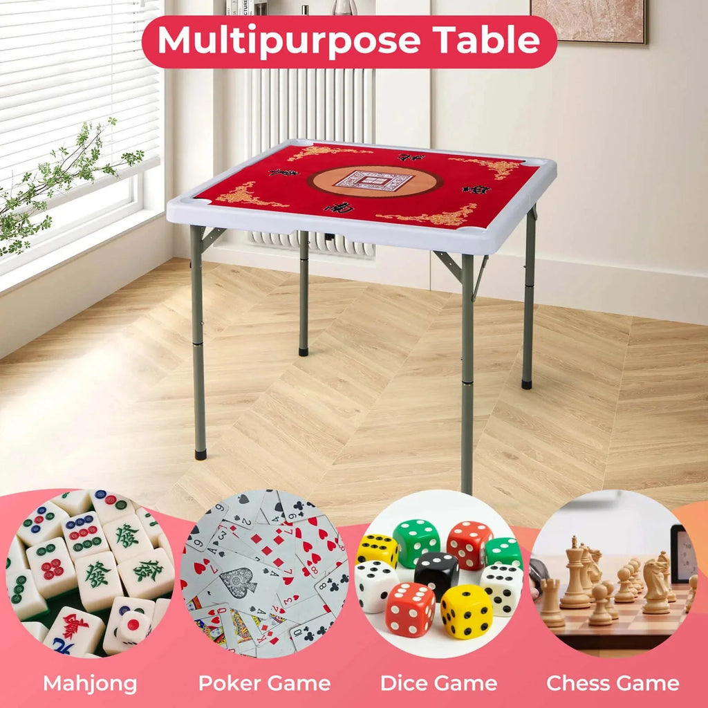 Costway Folding Mahjong Table With Cup Holders, Felt Mat And Carrying Handle - 35in x 35in x 29in