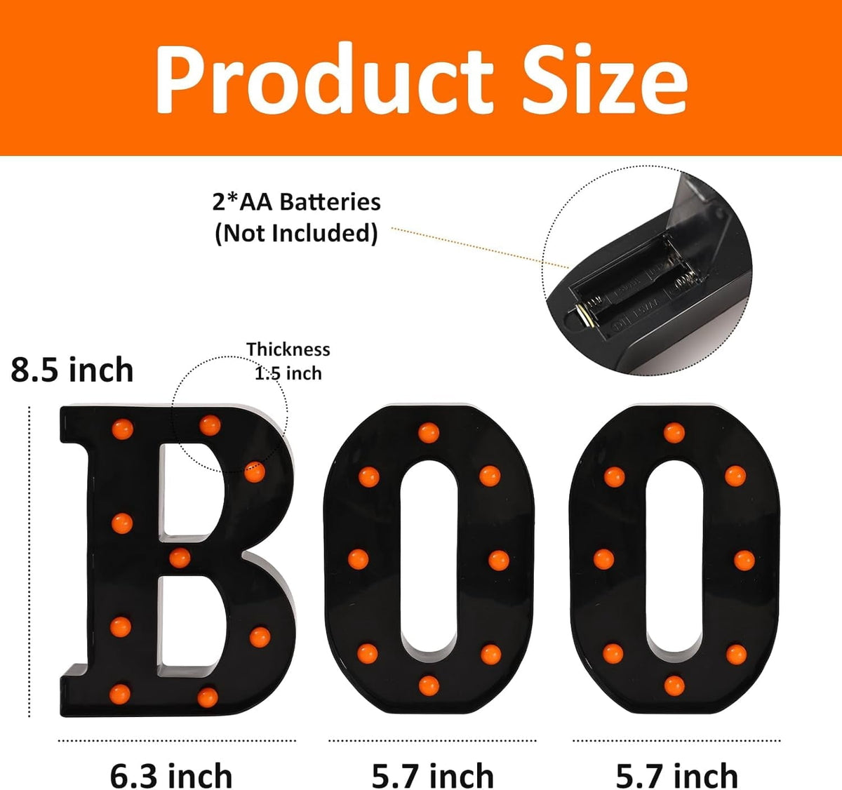 TETOU Halloween Decorations Indoor,"BOO" Sign 3 LED Light up Letters for Home Fireplace Room Desk Mantel Table Vintage G
