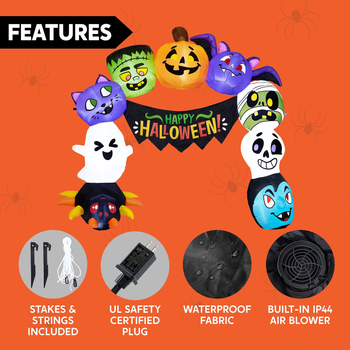 Joyfy 6 ft Halloween Inflatable Archway Decoration with Multi-Characters, Trunk or Treat Car Decorations Kit Archway wit