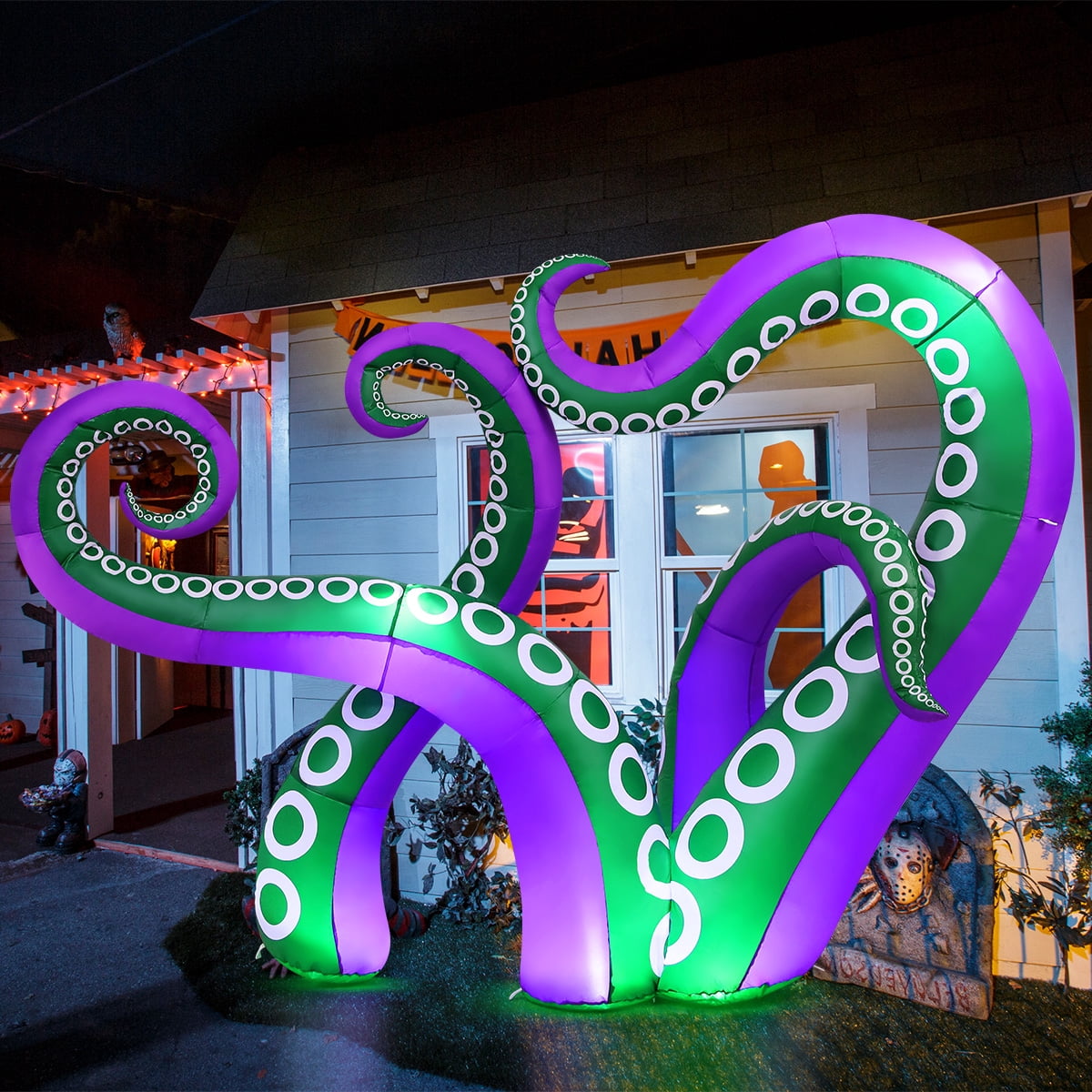 GOOSH Halloween Inflatables 7.2 FT Octopus Tentacles Inflatable with Built-in LEDs, Halloween Inflatable Octopus Blow Up