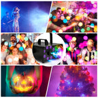 Yexmas 600W Fog Machine with Disco Ball & 8 RGB LED Lights – 2000CFM and Remote Control for Parties, Weddings, Halloween