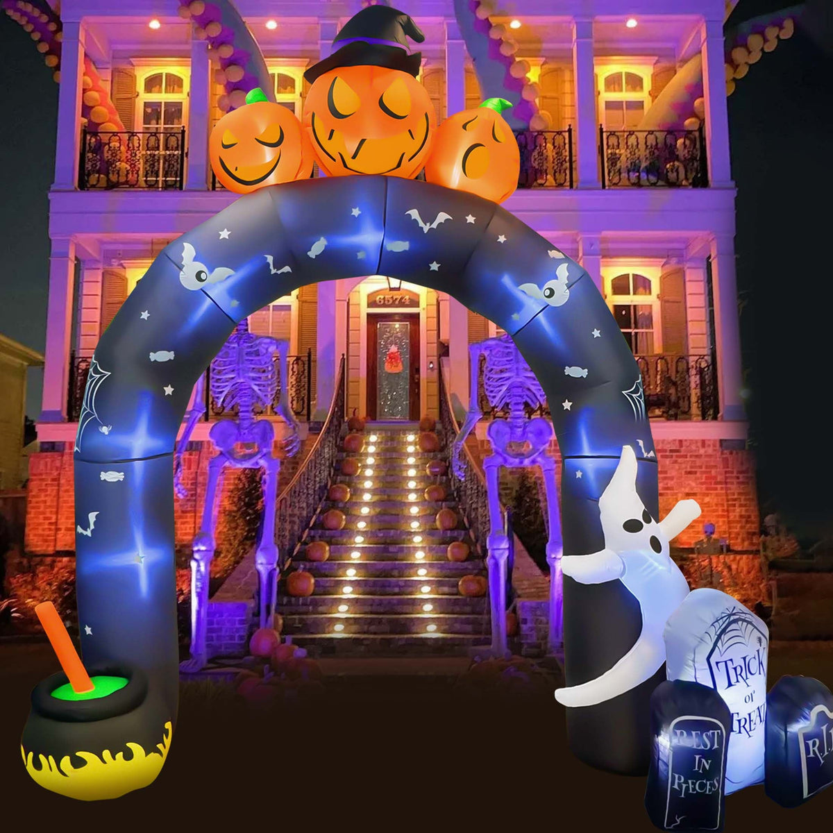 GVDV 10 FT Halloween Inflatables Archway Outdoor Decorations, Scary Halloween Arch Blow Up Yard Decorations for Front Ya