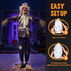 Joyfy Halloween Decorations Outdoor, Sound Activated with LED Eyes & Sound & Motion, Decor for Yard Farm Garden Indoor H