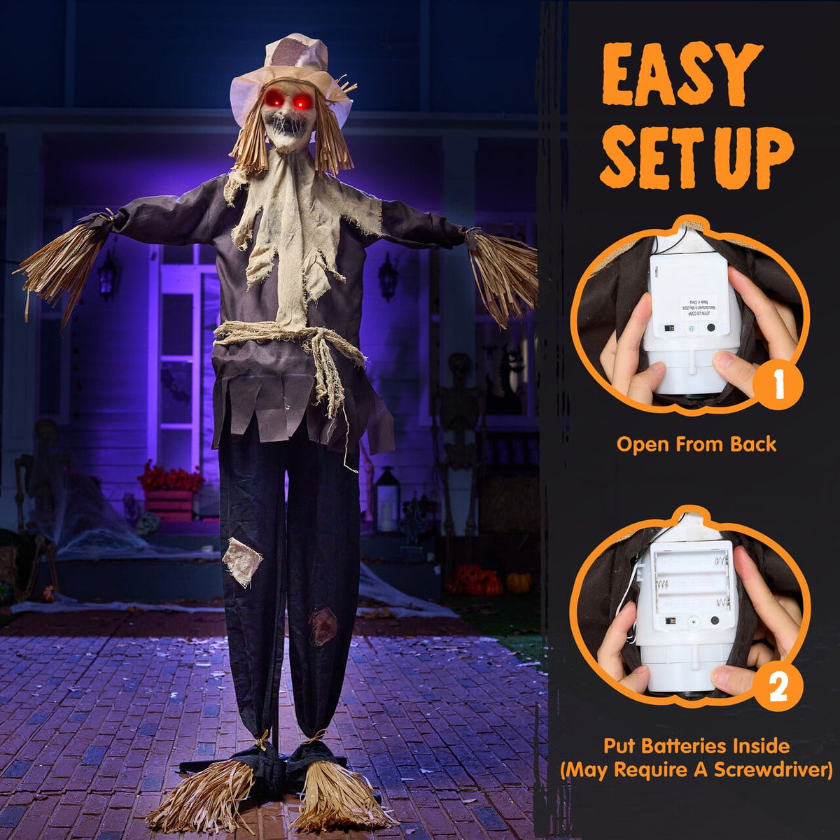 Joyfy Halloween Decorations Outdoor, Sound Activated with LED Eyes & Sound & Motion, Decor for Yard Farm Garden Indoor H