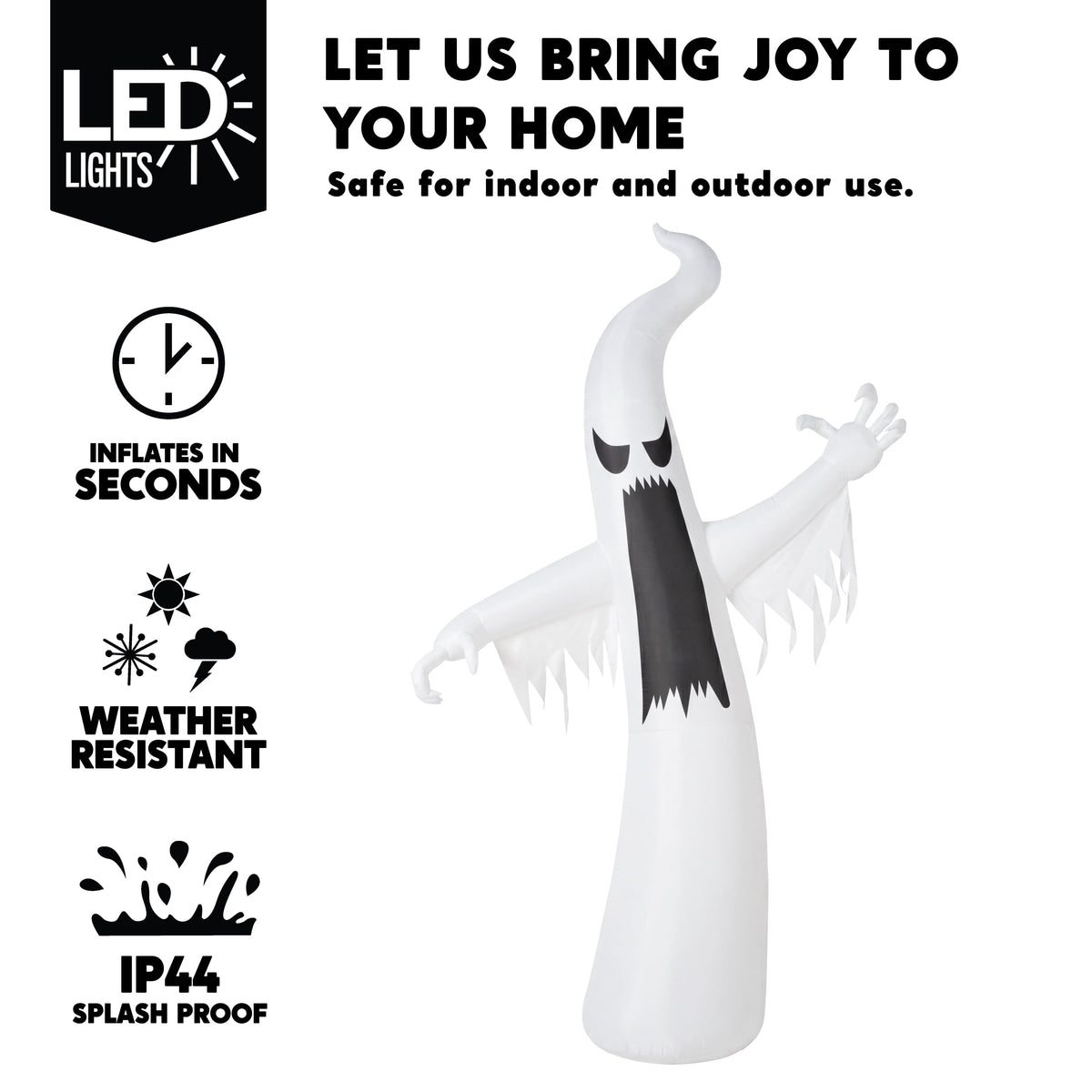 Joyfy 12ft Halloween Ghost Inflatable, Giant Ghosts inflatables with Build-in LEDs Outdoor Decorations, Blow Ups Hallowe