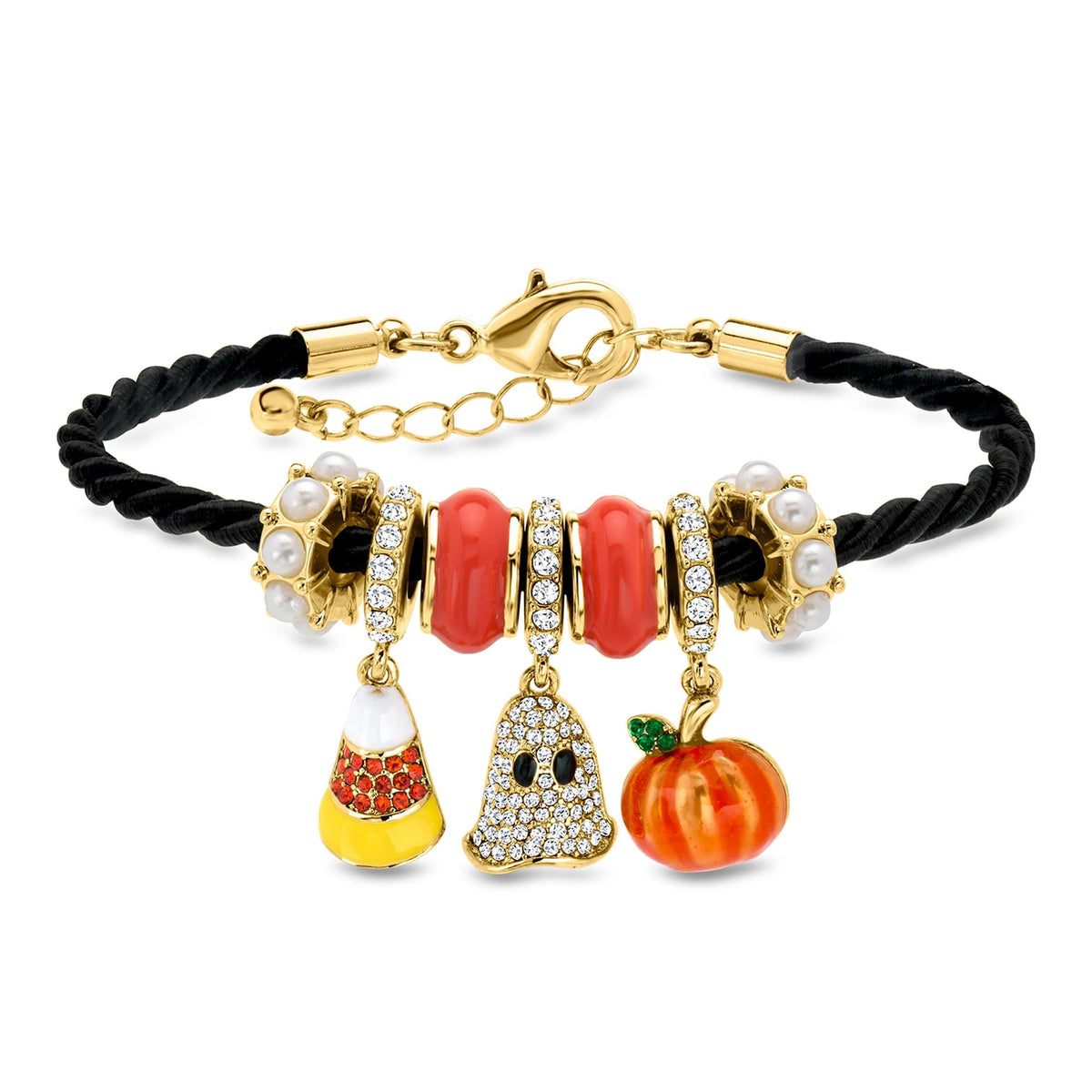 Ross-Simons 14kt Yellow Gold-Plated and Multicolored Enamel Halloween Bead Charm Bracelet With Simulated Gems/Pearls and