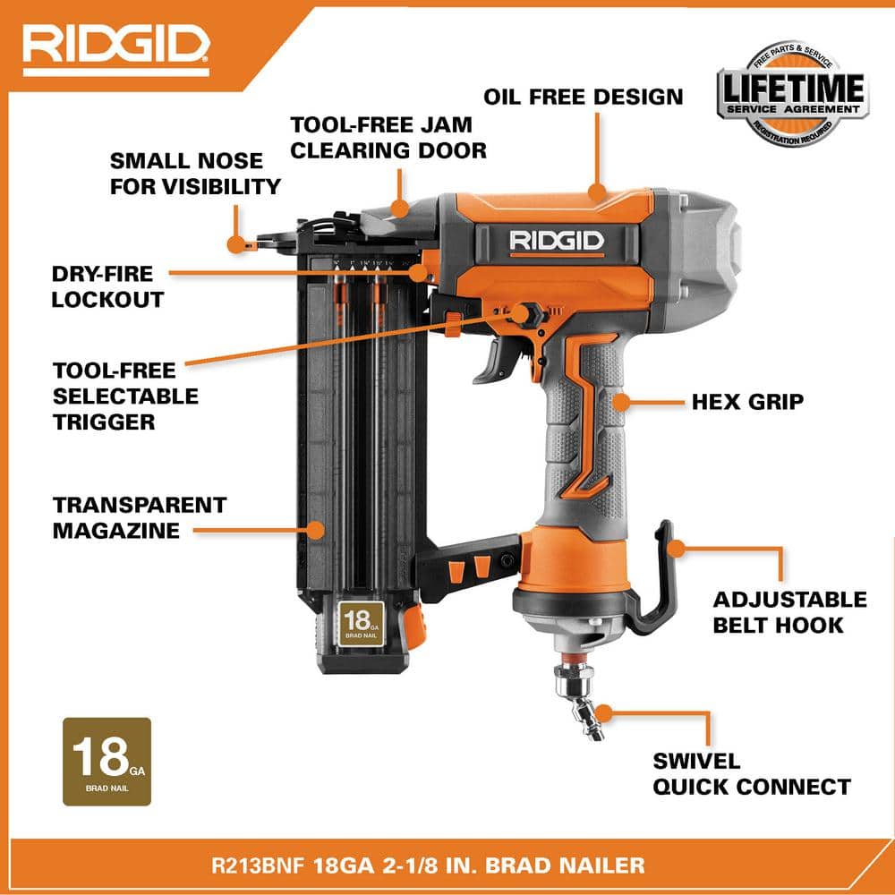 RIDGID 6 Gal. Portable Electric Pancake Air Compressor With 18GA Brad Nailer, 16GA Finish Nailer And 18GA Finish Stapler