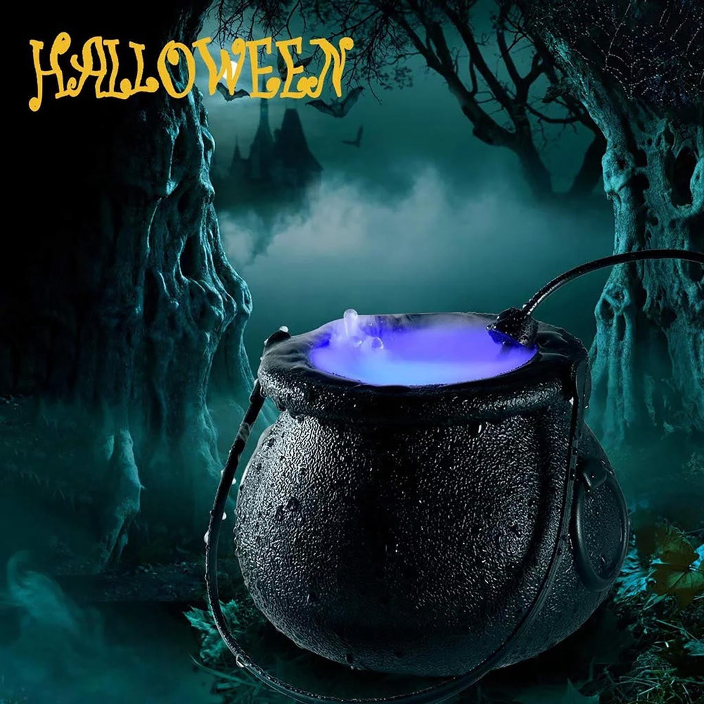 Halloween Decorations Cauldron Mister 12 LED Mist Maker Fogger Cauldron Witch Jar Atomizer Lamp Punch Bowl Candy Fire Fl