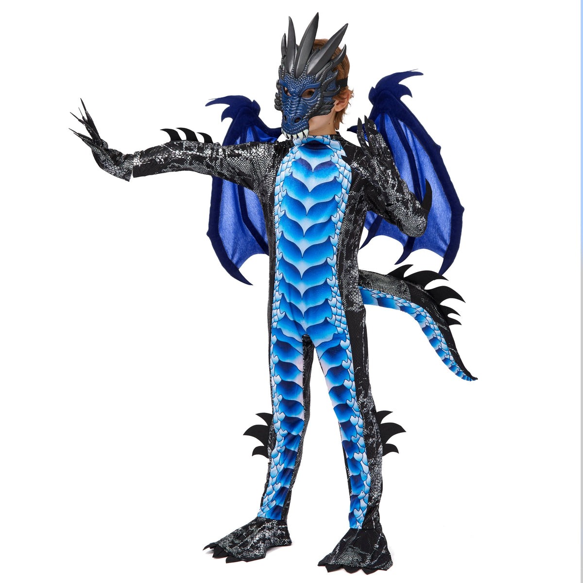 Joyfy Dragon Costume for Kids Boys Dragon Costume with Dragon Wings, Tail and Mask Outfits Set for Toddlers Halloween Dr