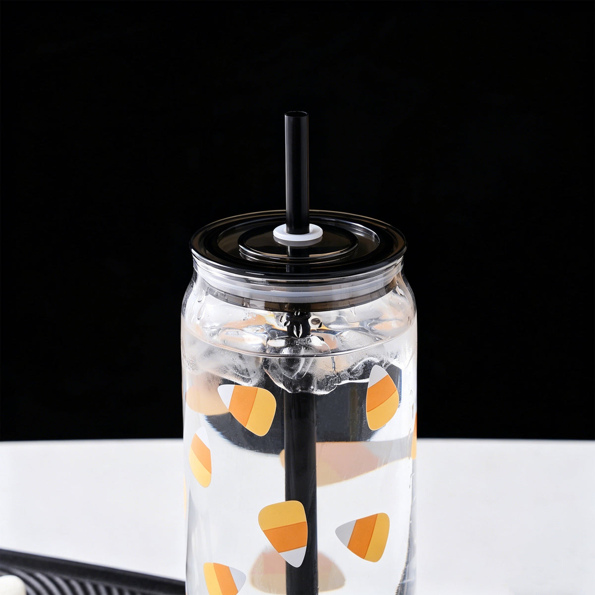 Way to Celebrate Halloween Candy Corn Glass Can Sipper Tumblers, 20 oz, 2-Pack