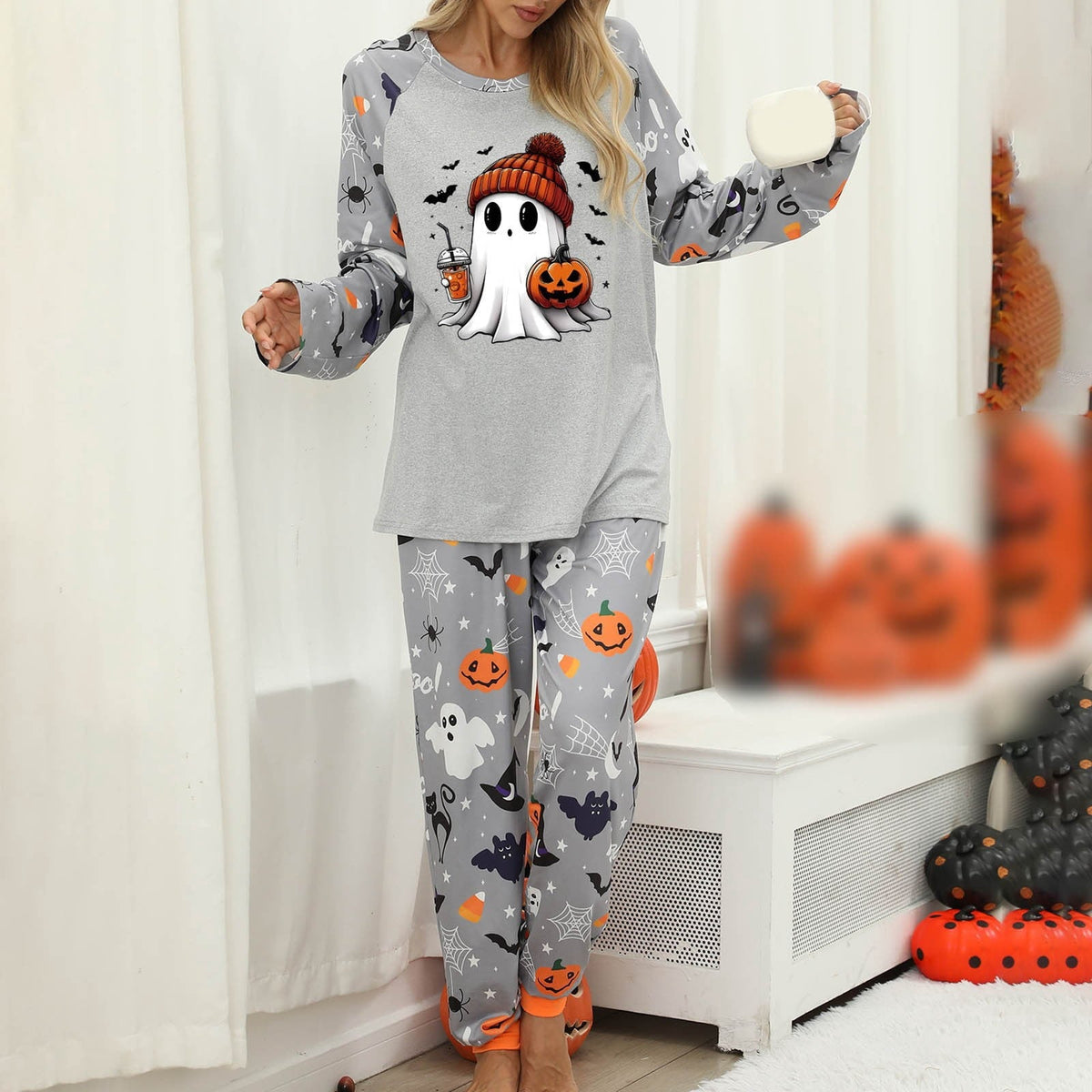 Pajamas For Women Set Halloween Cozy 2 Piece Outfit Soft Comfortable Sleepwear Loungewear Nightwear Nightclothes Homewea