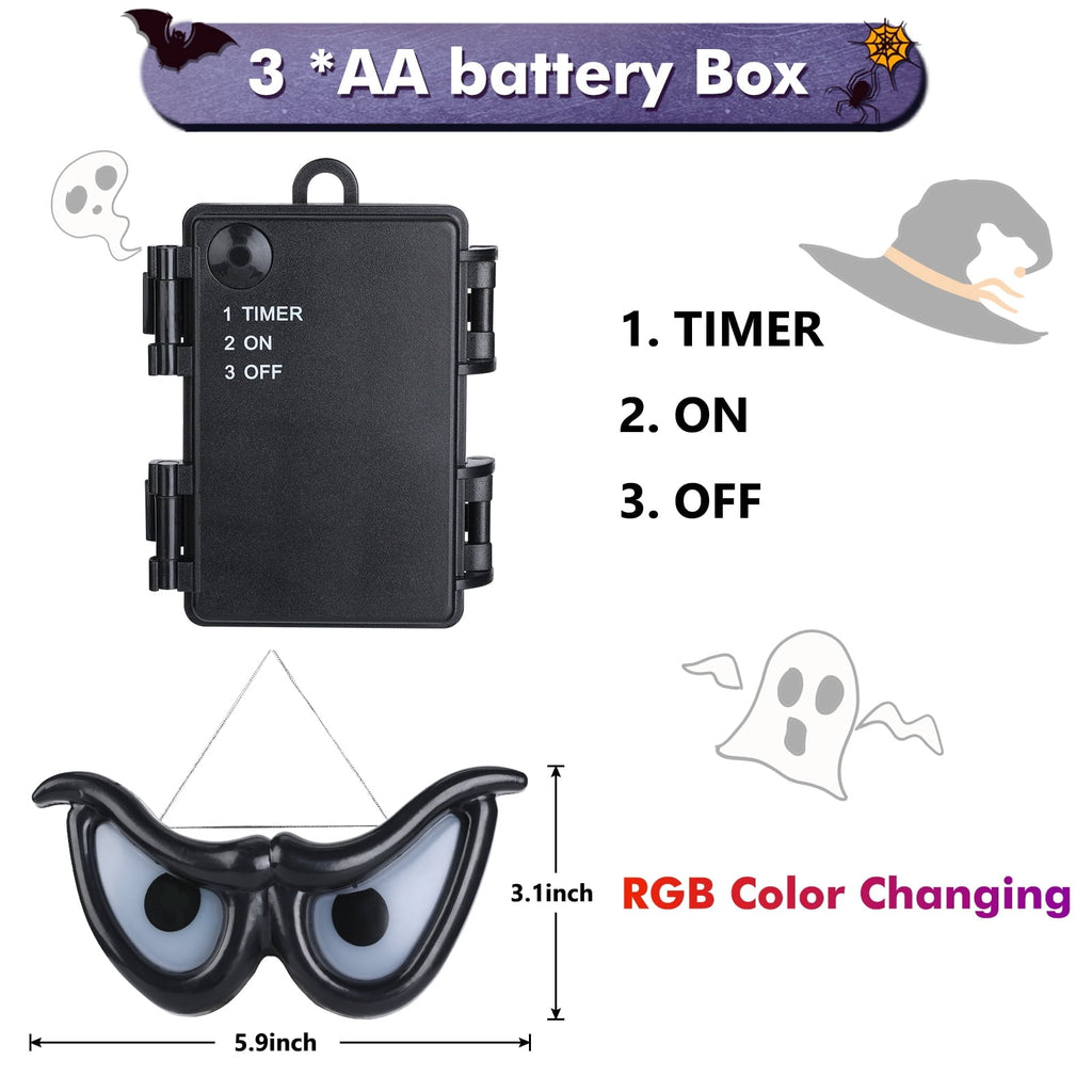 Toodour Halloween Ghost Eyes Lights, 10 LED Battery Halloween Lights with RGB Flashing Eyes, Waterproof Spooky Eyeball H