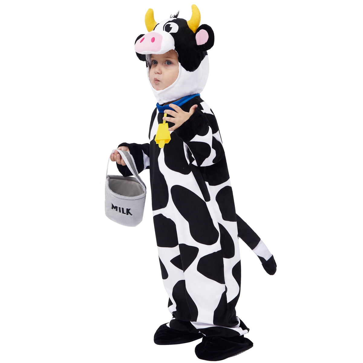Joyfy Baby Cow Costume with Milking Bucket for Toddler, Kids Halloween Farm Party Dress up Role Playing Cosplay 0-5 Year