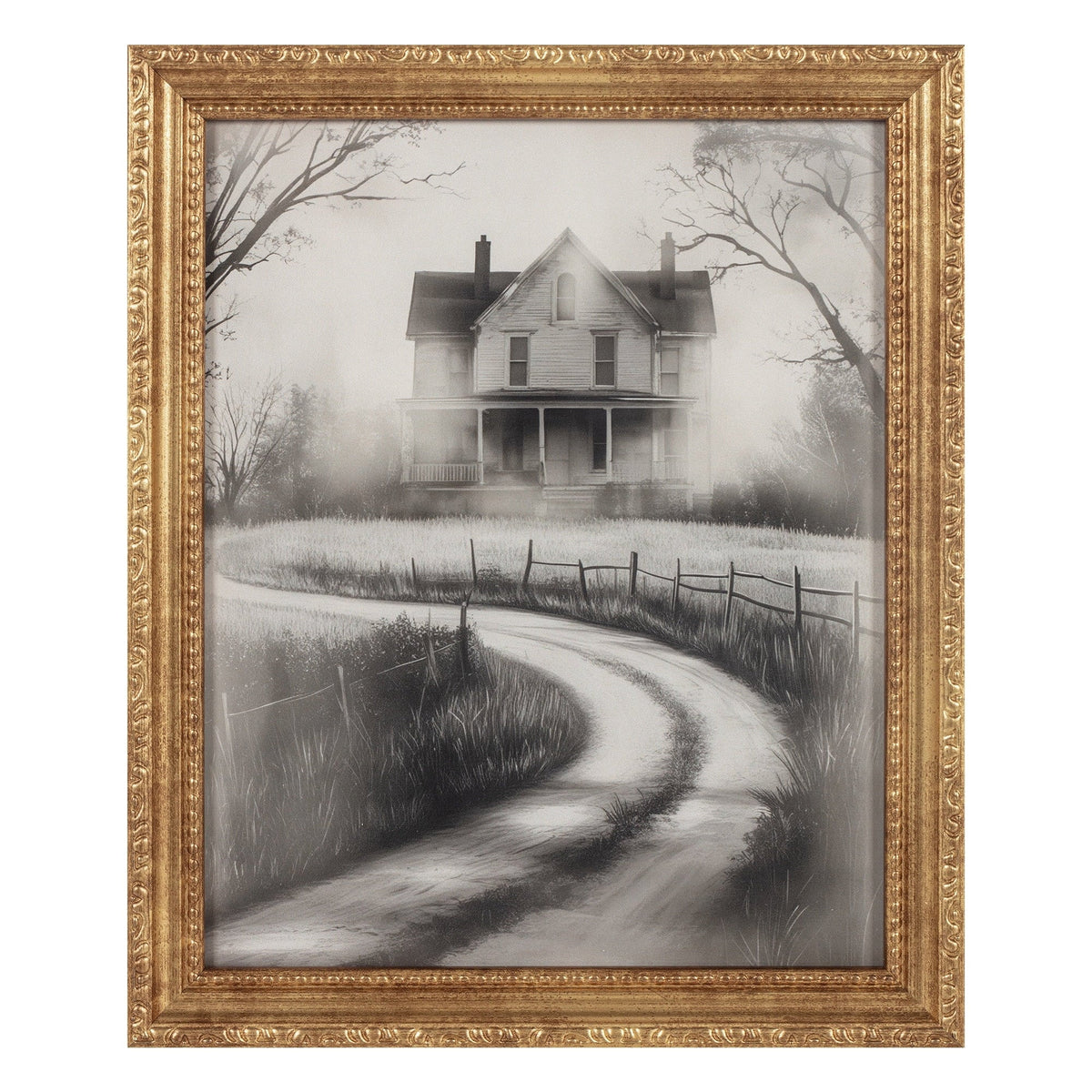 My Texas House Haunted Path Halloween Art 9x11 Framed Print Under Glass