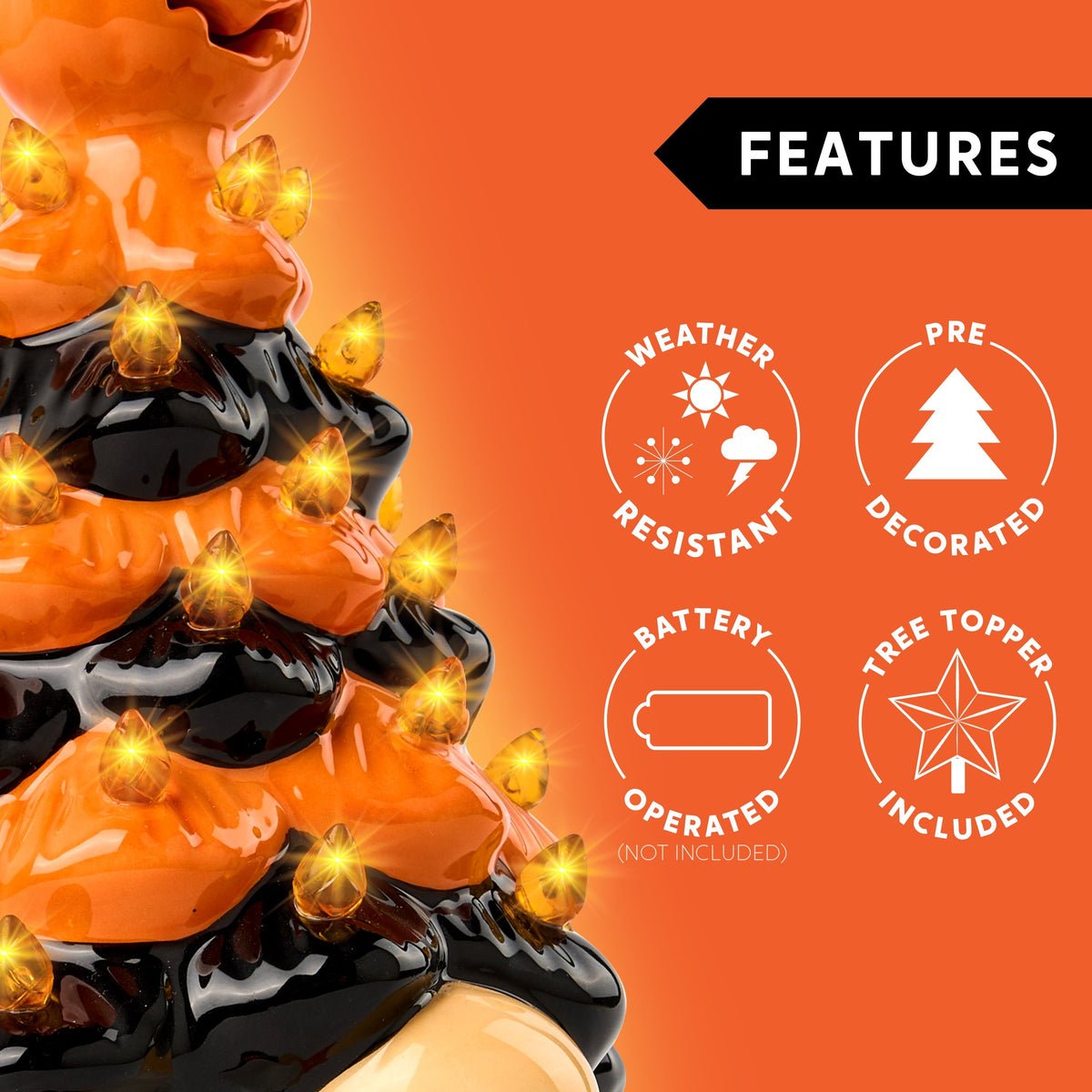 Joyfy 8.5 inch Halloween Decorations Ceramic Gnome Tree Decorations with Build-in LEDs, Light Up Pumpkin Table Decor Bed