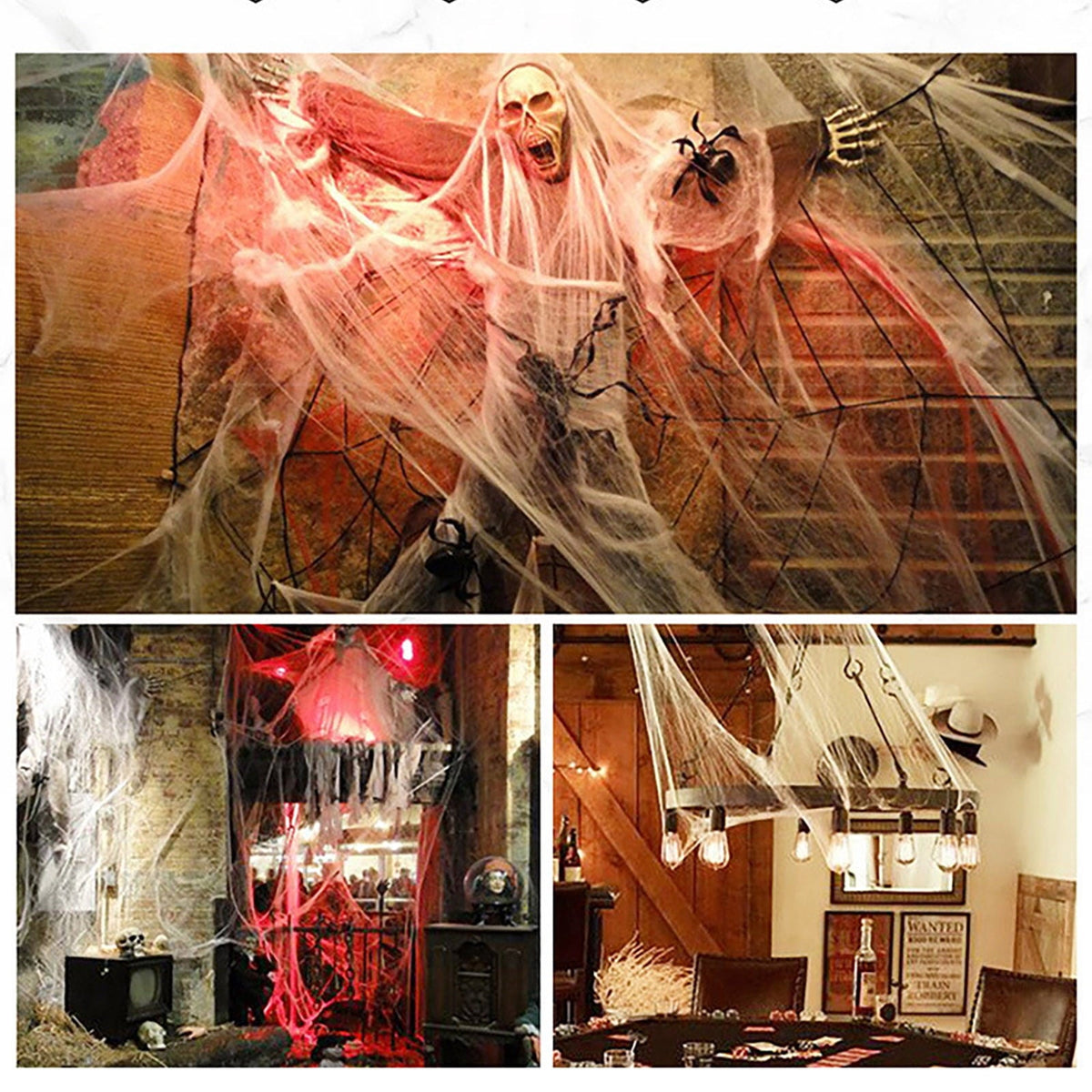 Darzheoy Spider Webs Halloween Decorations, Super Stretch Cobwebs for Halloween Indoor and Outdoor Party Supplies Hallow