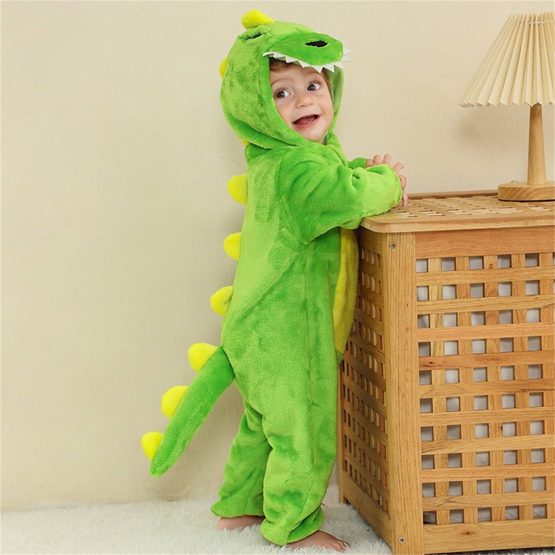 WIBACKER Infant Toddler Dinosaur Animal Fancy Dress Costume Baby Winter Flannel Hooded Romper Christmas Halloween Cospla