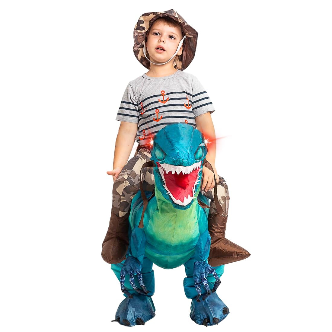 GOOSH 55 inch Halloween Costume Inflatable Dinosaur Costume, Toddler Dinosaur Costume Blow Up Dinosaur Costume Kids Size