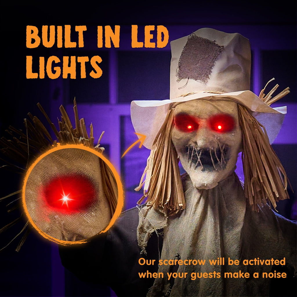 Joyfy Halloween Decorations Outdoor, Sound Activated with LED Eyes & Sound & Motion, Decor for Yard Farm Garden Indoor H