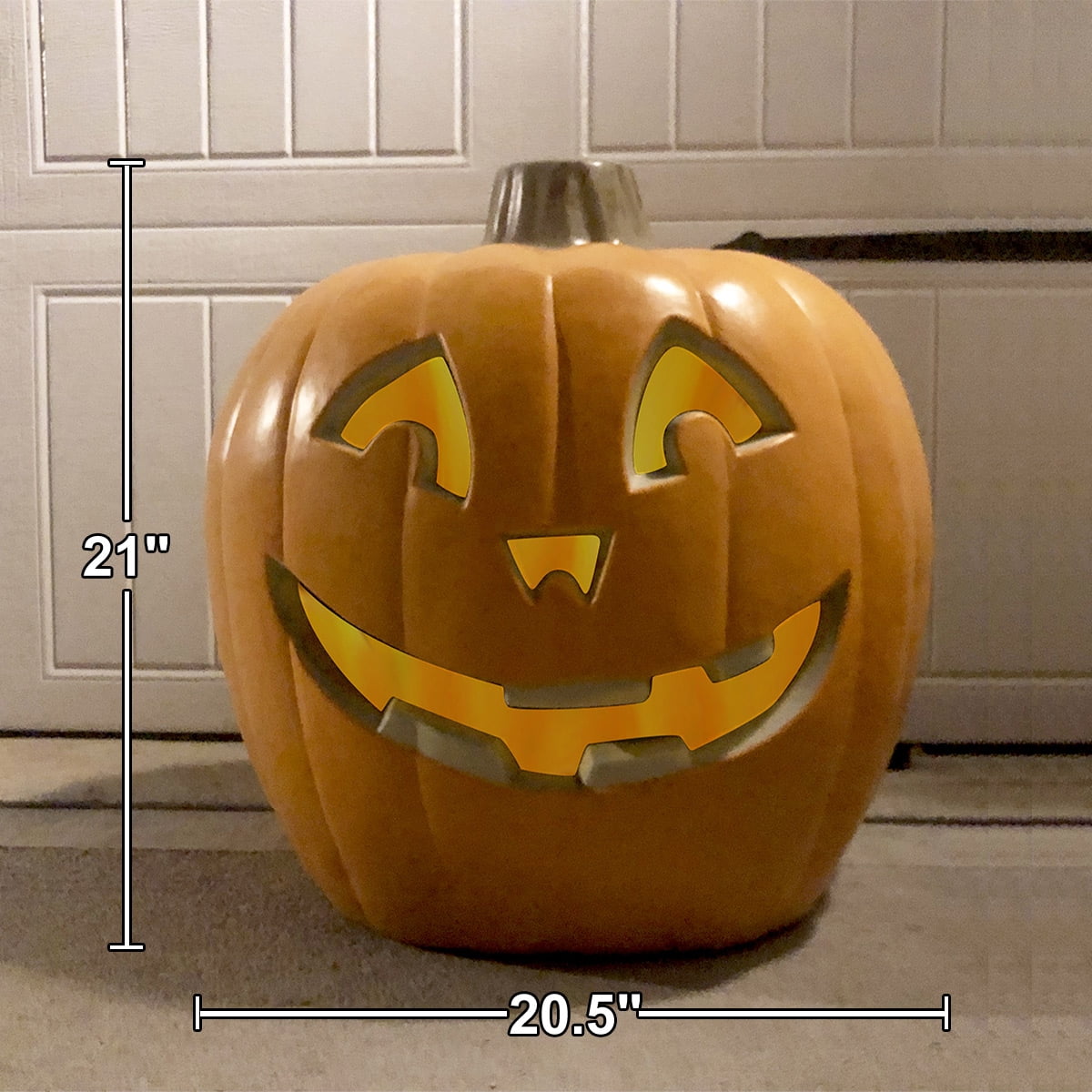 Gamexcel 21" Jack O Lantern Halloween Plastic Pumpkin Lights with Pre-lit LED Bulbs - Indoor/Outdoor Smile Face Decorati
