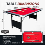 Hathaway Fairmont Portable Pool Table 6 Ft, 76 x 43.25 x 32 in - BG2574