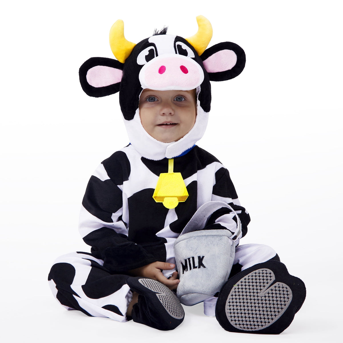 Joyfy Baby Cow Costume with Milking Bucket for Toddler, Kids Halloween Farm Party Dress up Role Playing Cosplay 0-5 Year
