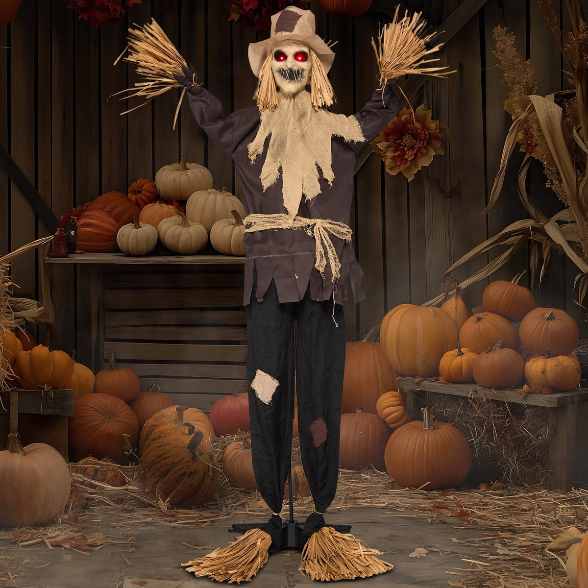 Joyfy Halloween Decorations Outdoor, Sound Activated with LED Eyes & Sound & Motion, Decor for Yard Farm Garden Indoor H