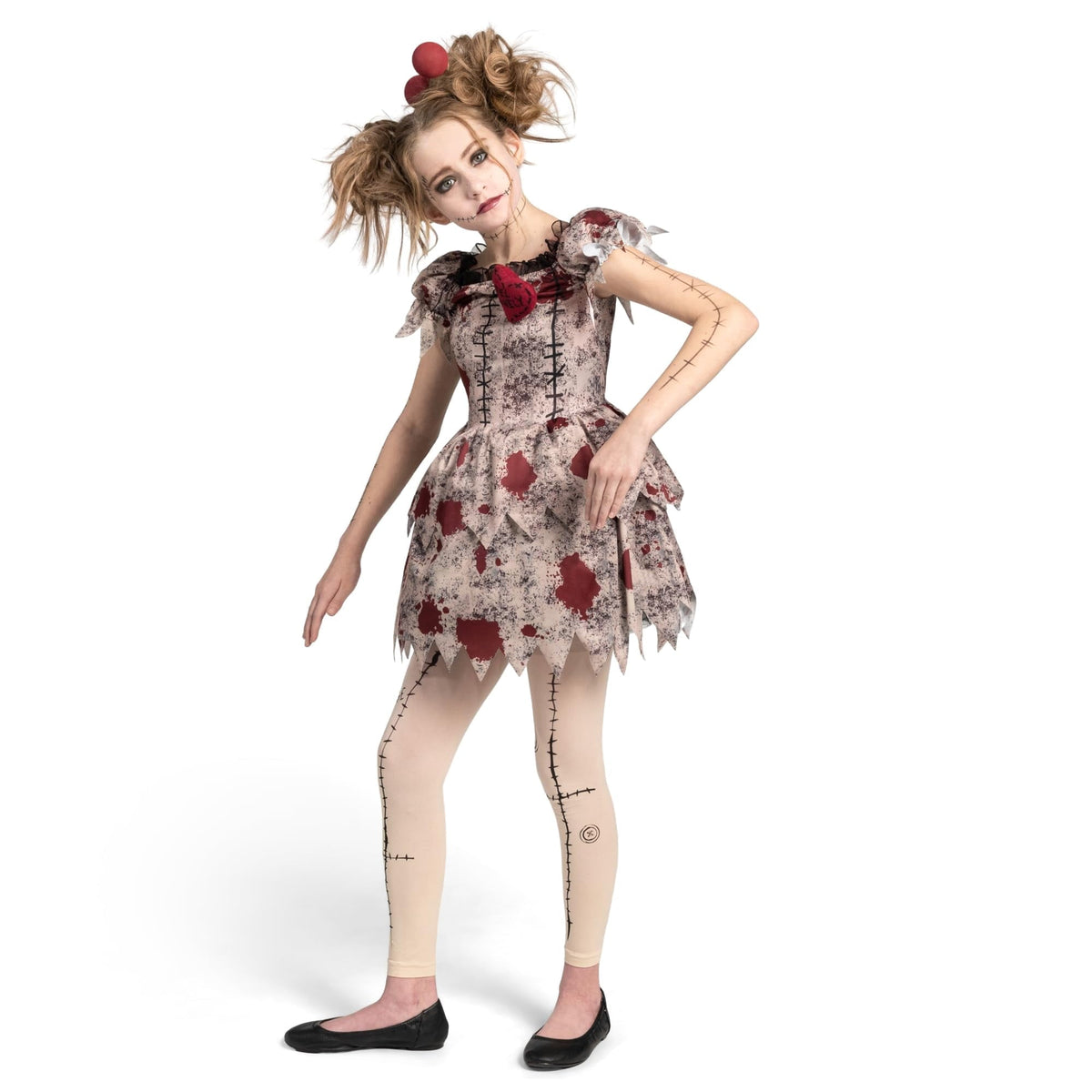 Joyfy Voodoo Costume for Girls, Voodoo Doll Dress Halloween Scary Costume for Kids Halloween Dress up Fancy Dress Cospla